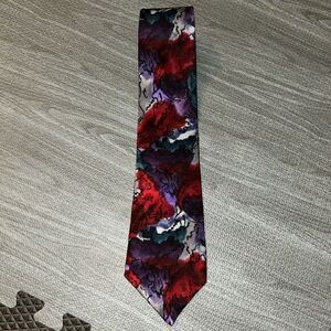 J Garcia Collector's Edition Volcano Red Purple Silver Neck‎ Tie 100% Silk